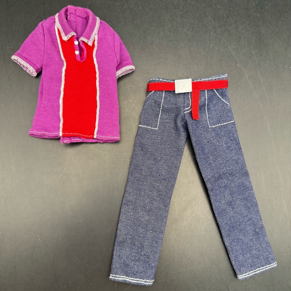 2009 Barbie Ken Doll Purple & Red Polo Dark Jeans Red Belt Fashion Fever R4269